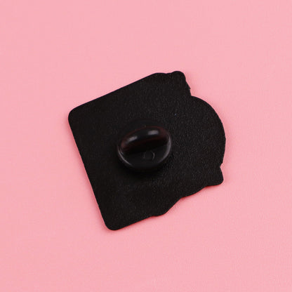 Cute Cartoon Weighing Cat Metal Brooch Minimalist Design