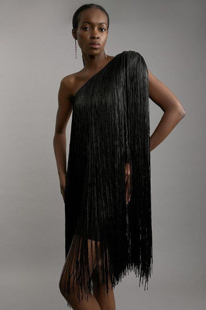 Sleek And Playful Tassel Skirt Party Dress