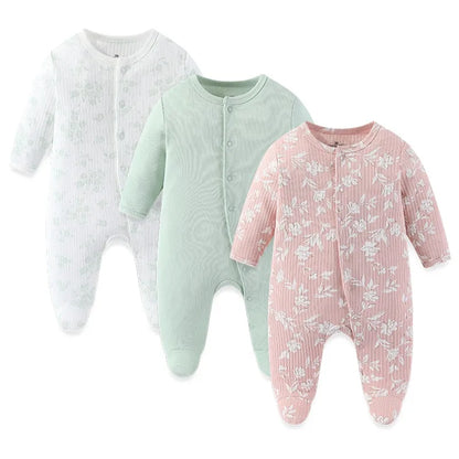Kiddiezoom 3 Pcs/Lot Autumn Winter Unisex Cartoon Long Sleeve Baby Boy Girl Romper 100%Cotton Soft Newborn Jumpsuits Clothing