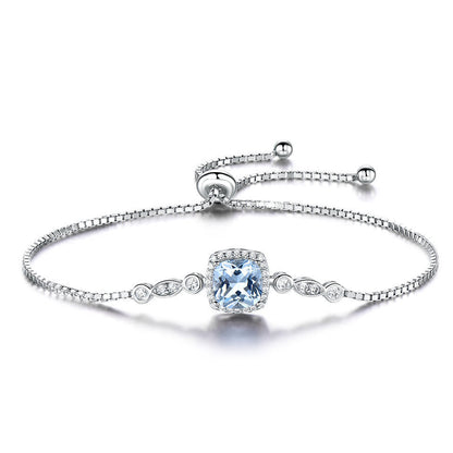 925 Sterling Silver Necklace Sky Blue Topaz Four-Piece Set
