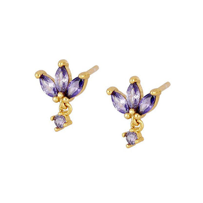 S925 Silver Needle Stud Earrings With Zircon Butterfly Design