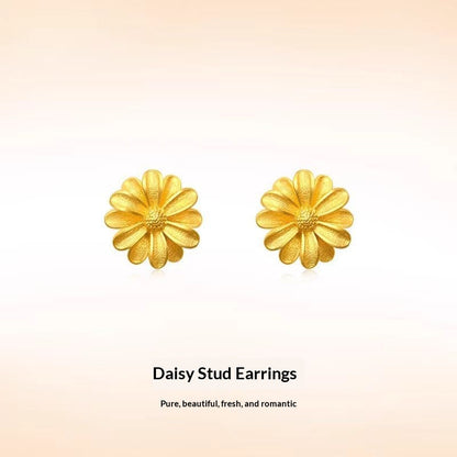 Golden Stud Earrings Versatile Ear Jewelry