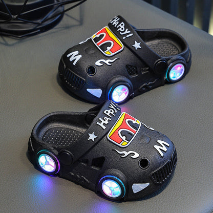 Childrens Car-Shaped Glowing Non-Slip Soft-Soled Slippers