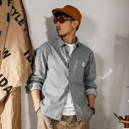Casual Edgy-chic Vertical-striped Artistic Shirt