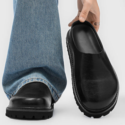 Retro Chunky-Soled Elevator Slip-On Casual Outdoor Slippers