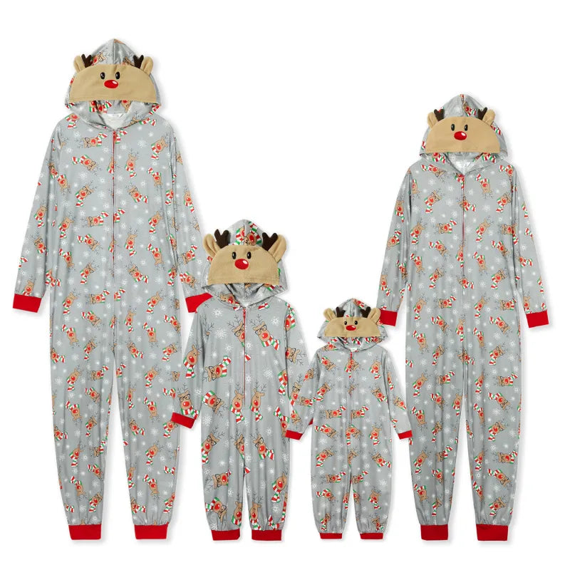 Fashionable Hooded Christmas Print Jumpsuit - # BOAA131510001