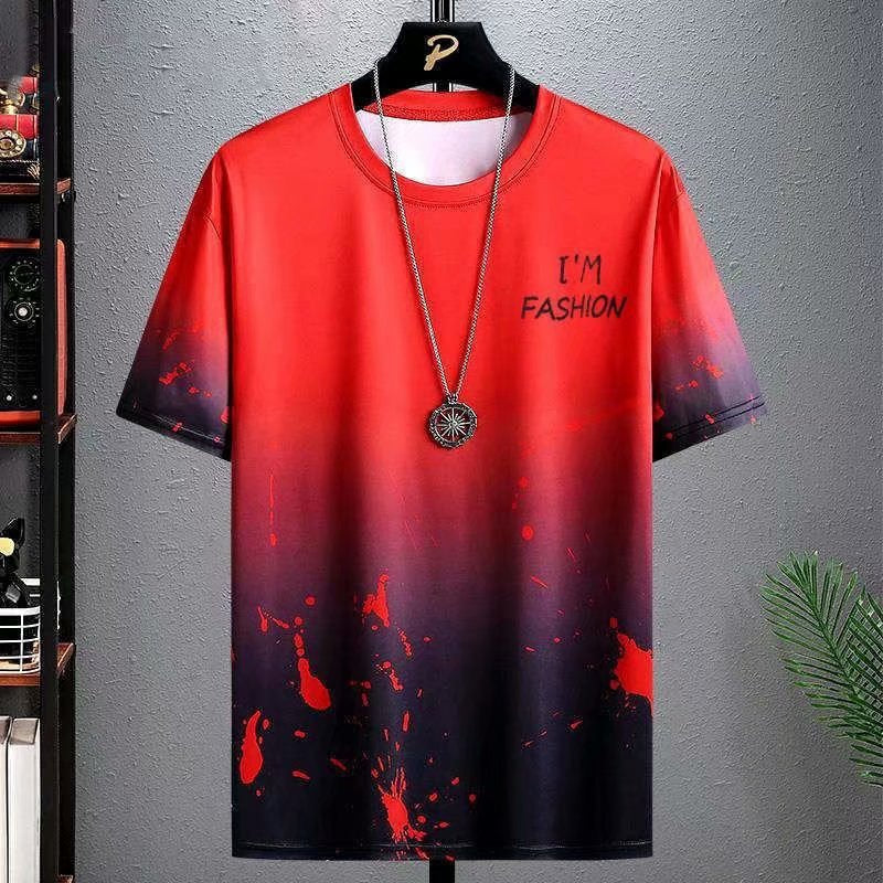 Gradient Half-length Sleeve Versatile Casual T-shirt
