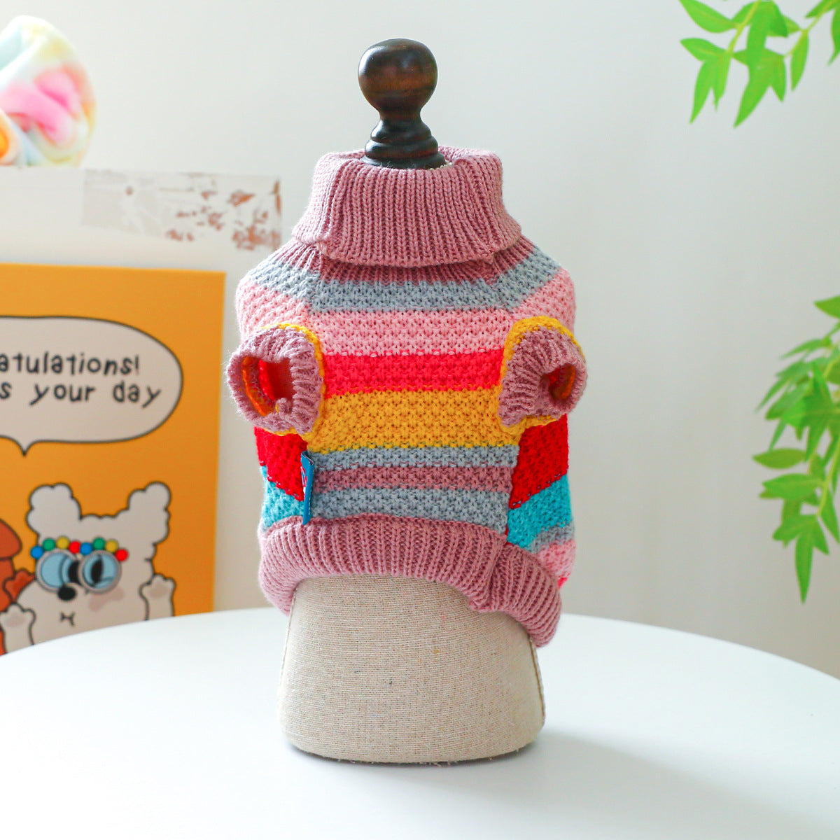 Pet Ring Comfortable Color Stripes Colorful Sweater