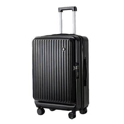Front Opening Expandable Carry On Luggage, Large And Medium Sized Cabin Bag, Made Of Alloy Material, TSA Lock, USB Charging Port, Foldable Cup Holder