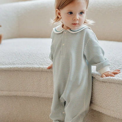 Baby's Springautumn Long-sleeve Striped Romper
