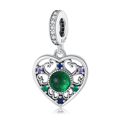 DIY Silver-Plated Pendant Charming Heart Lucky Bracelet Beaded Necklace