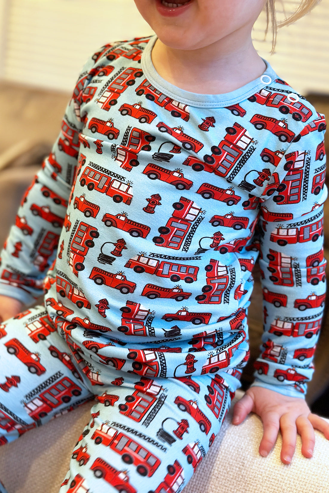 Long-Sleeve Top & Pants Pajama Set - Fire Trucks