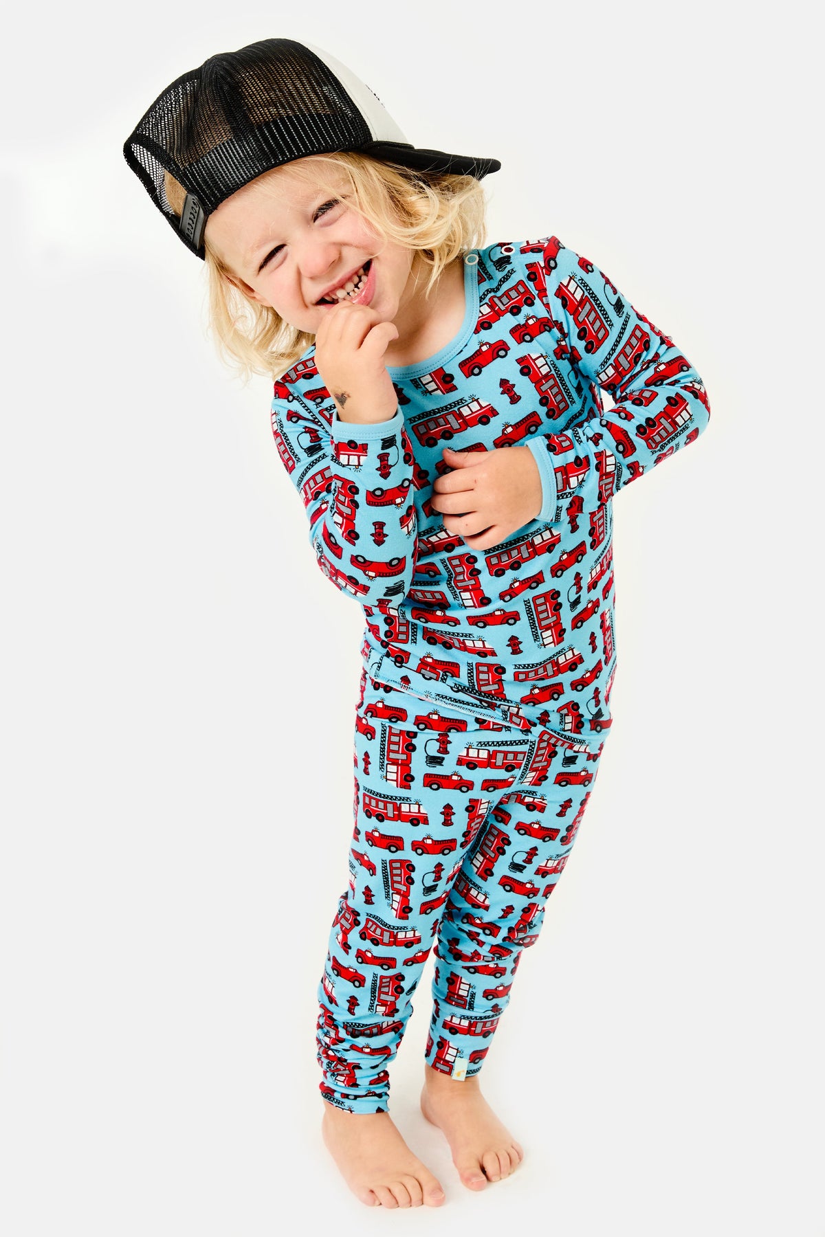 Long-Sleeve Top & Pants Pajama Set - Fire Trucks