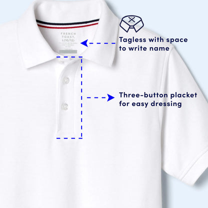 French Toast Boys' Short Sleeve Pique Polo Uniform Shirt (Standard & Husky) 3T Light Blue - # BOAA11510003