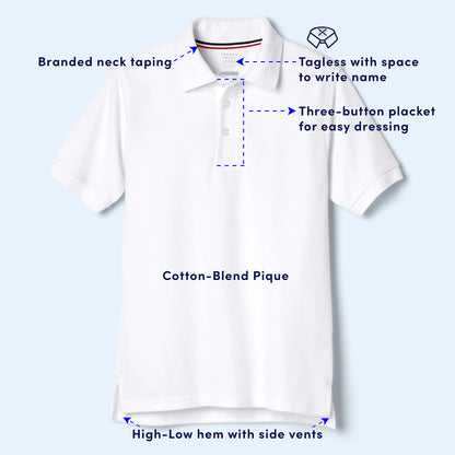 French Toast Boys' Short Sleeve Pique Polo Uniform Shirt (Standard & Husky) 3T Light Blue - # BOAA11510003