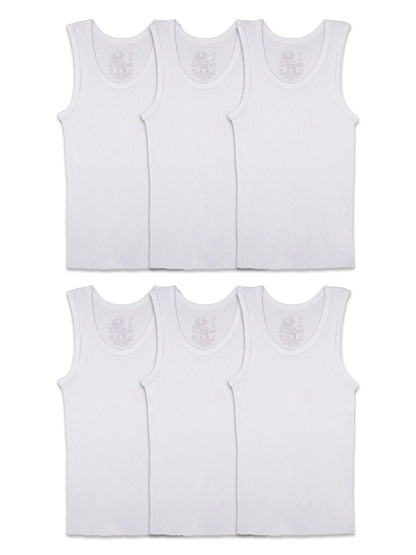 Fruit of the Loom Boys' Cotton White T Shirt 4-5T Tank - Toddler - 6 Pack - White - # BOAA11510012