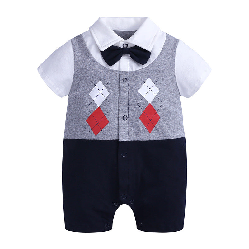 Gentleman Baby Bodysuit Summer Romper for Infants - # BAAA21110056