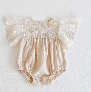 Gio Romper for Baby Girls | With Ruffled Sleeves | One Piece - # BAAA21110050
