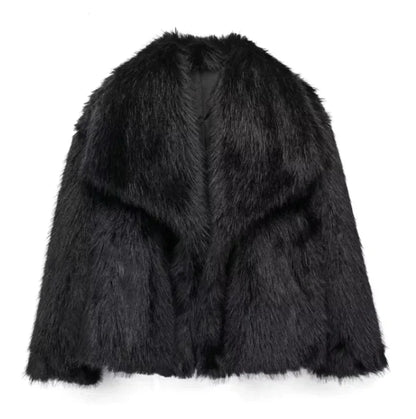 Girls and Women's Plush Lapel Winter Coat - # GIAA22310002