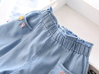 Girls' Denim Summer Shorts | For Ages 3-8 Years - # BAAA1B11010012 & GIAA21410019