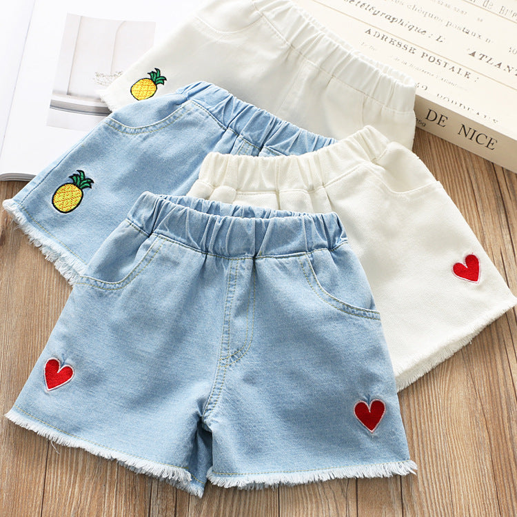 Girls' Embroidered Denim Shorts | For Ages 3-8 Years - # GIAA21410020