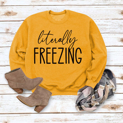 Girls Printed Loose Round Neck Long Sleeve Top Sweater - # GIAA23510035