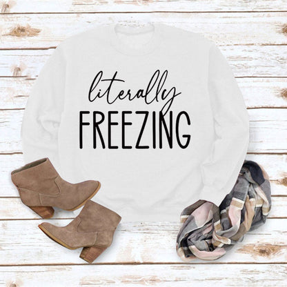 Girls Printed Loose Round Neck Long Sleeve Top Sweater - # GIAA23510035
