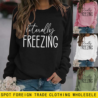 Girls Printed Loose Round Neck Long Sleeve Top Sweater - # GIAA23510035