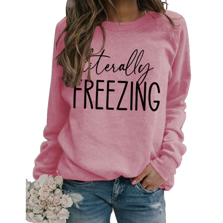 Girls Printed Loose Round Neck Long Sleeve Top Sweater - # GIAA23510035