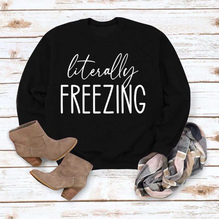 Girls Printed Loose Round Neck Long Sleeve Top Sweater - # GIAA23510035