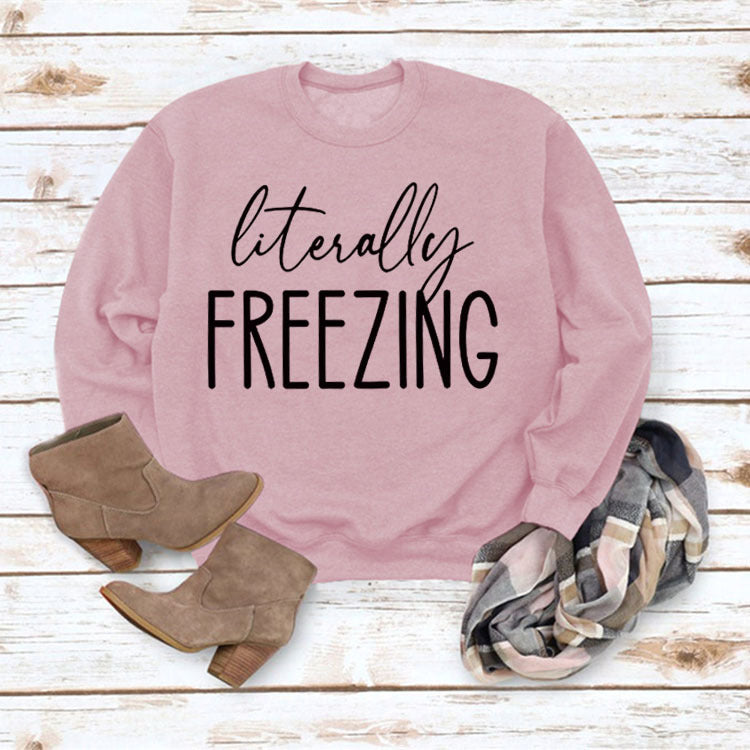 Girls Printed Loose Round Neck Long Sleeve Top Sweater - # GIAA23510035