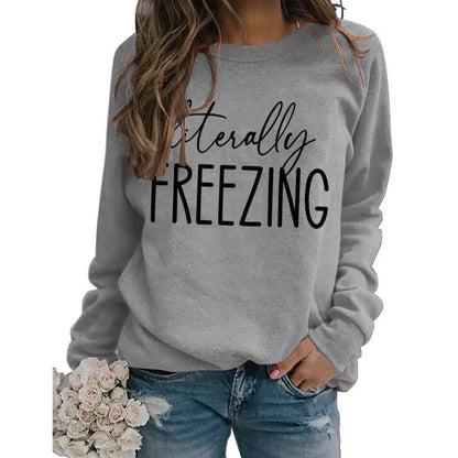 Girls Printed Loose Round Neck Long Sleeve Top Sweater - # GIAA23510035