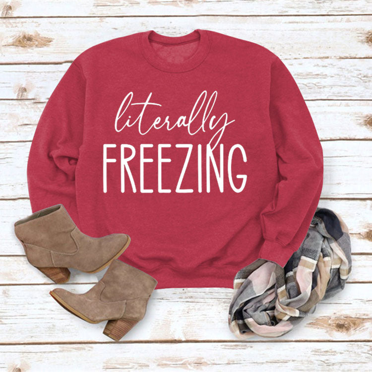 Girls Printed Loose Round Neck Long Sleeve Top Sweater - # GIAA23510035