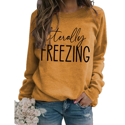 Girls Printed Loose Round Neck Long Sleeve Top Sweater - # GIAA23510035