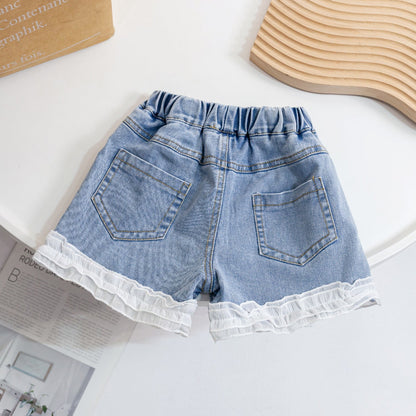 Girls' Summer Bowknot Denim Shorts | For Ages 1-5 Years- # BAAA1B11010012 & GIAA21410017