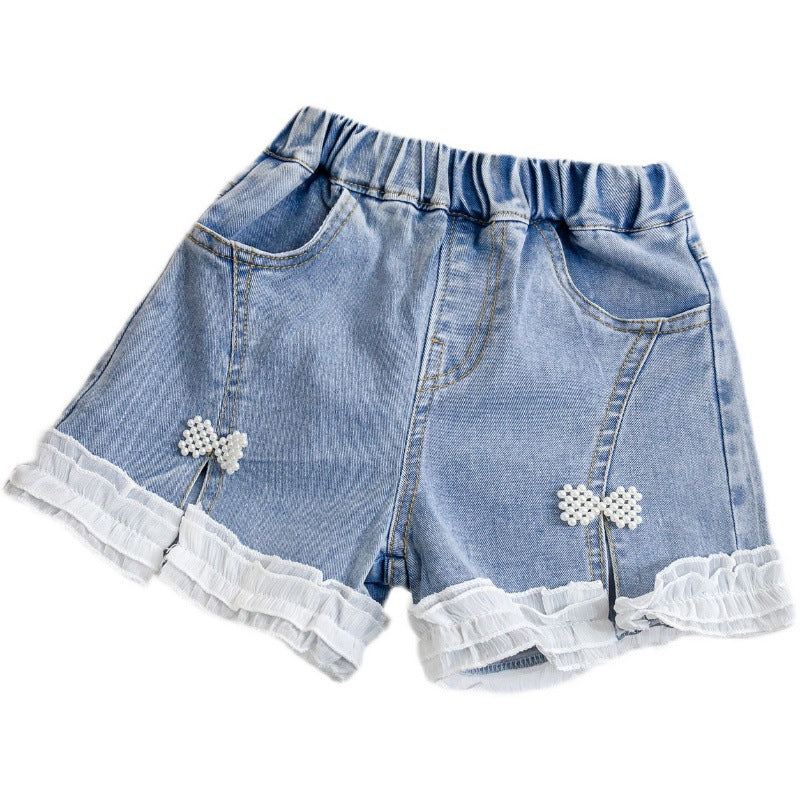 Girls' Summer Bowknot Denim Shorts | For Ages 1-5 Years- # BAAA1B11010012 & GIAA21410017