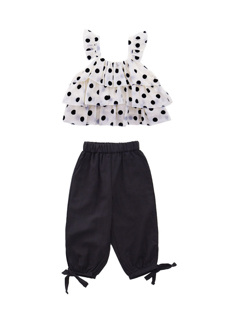 Girls' Summer Polka Dot | Top & Pants Set | Ages 3-8 - # GIAA212310018