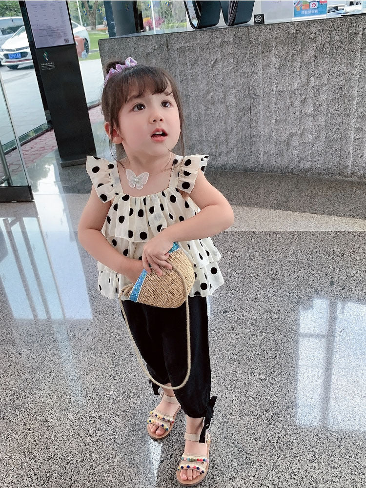 Girls' Summer Polka Dot | Top & Pants Set | Ages 3-8 - # GIAA212310018
