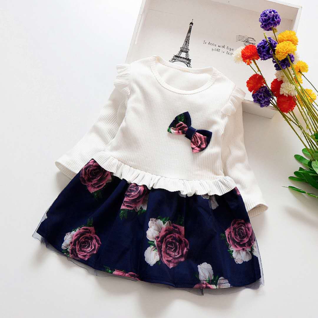 Girls' Tulle Princess Dress with Bow Detail - # BAAA51110018