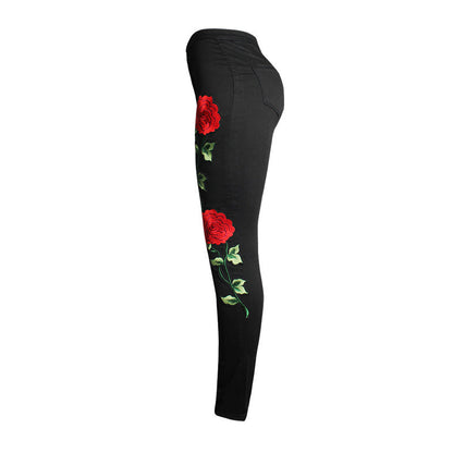 Girls & Women | Embroidered and Ripped Denim Jeans - # GIAA23410030