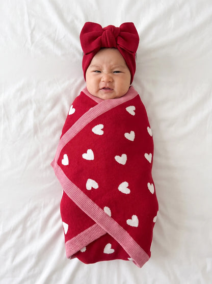 Valentine Heart Jacquard Baby Blanket