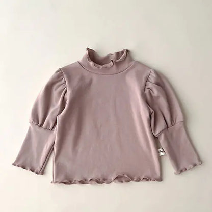 High Collar Long Sleeve Cotton T-shirt for Baby Girls - # BAAA1111010004
