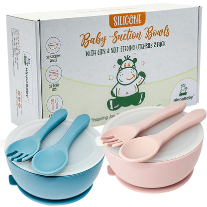 HippoBaby 6 Piece Baby Bowl Set | With Suction and Lids  - # BAGE21110021