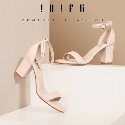 IDIFU Women's 3 Inch Heel Sandals for Women 11 Nude Nubuck - # GIAA73210003