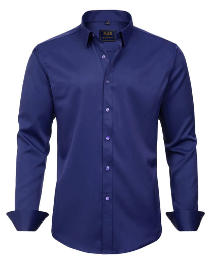 J.VER Boy's Long Sleeve Dress Shirts Solid Stretch Wrinkle-Free Shirt Kids Casual Button Down Shirts Navy Blue 6 Years - # BOAA11510017