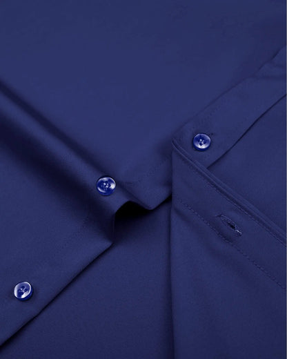 J.VER Boy's Long Sleeve Dress Shirts Solid Stretch Wrinkle-Free Shirt Kids Casual Button Down Shirts Navy Blue 6 Years - # BOAA12510006