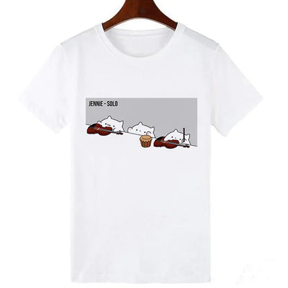Kawaii Skull Cat Girl T-Shirt Top - # GIAA23510017
