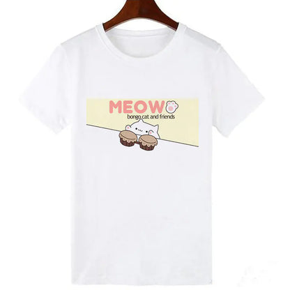 Kawaii Skull Cat Girl T-Shirt Top - # GIAA23510017