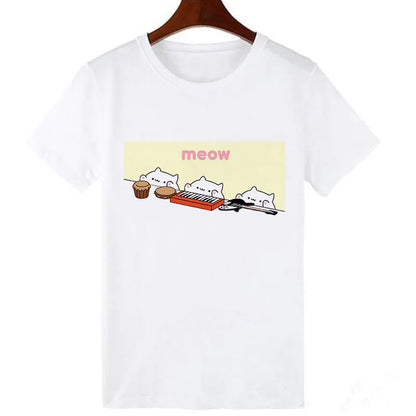 Kawaii Skull Cat Girl T-Shirt Top - # GIAA23510017