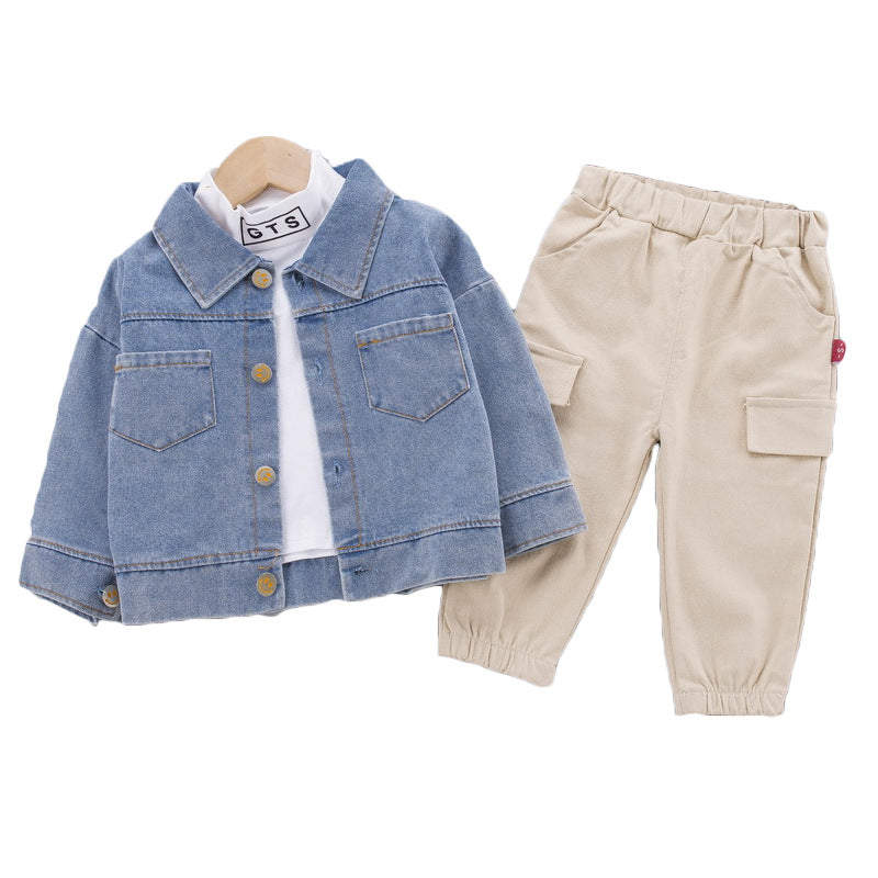 Kids' Autumn Denim Jacket 3-Piece Outfit Set - # BAAA51210053 & BOAA11310021 & GIAA21310007